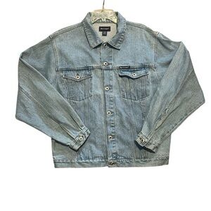 Vtg Mens Blue League light blue  Large Denim Jean Trucker Western Jacket Large